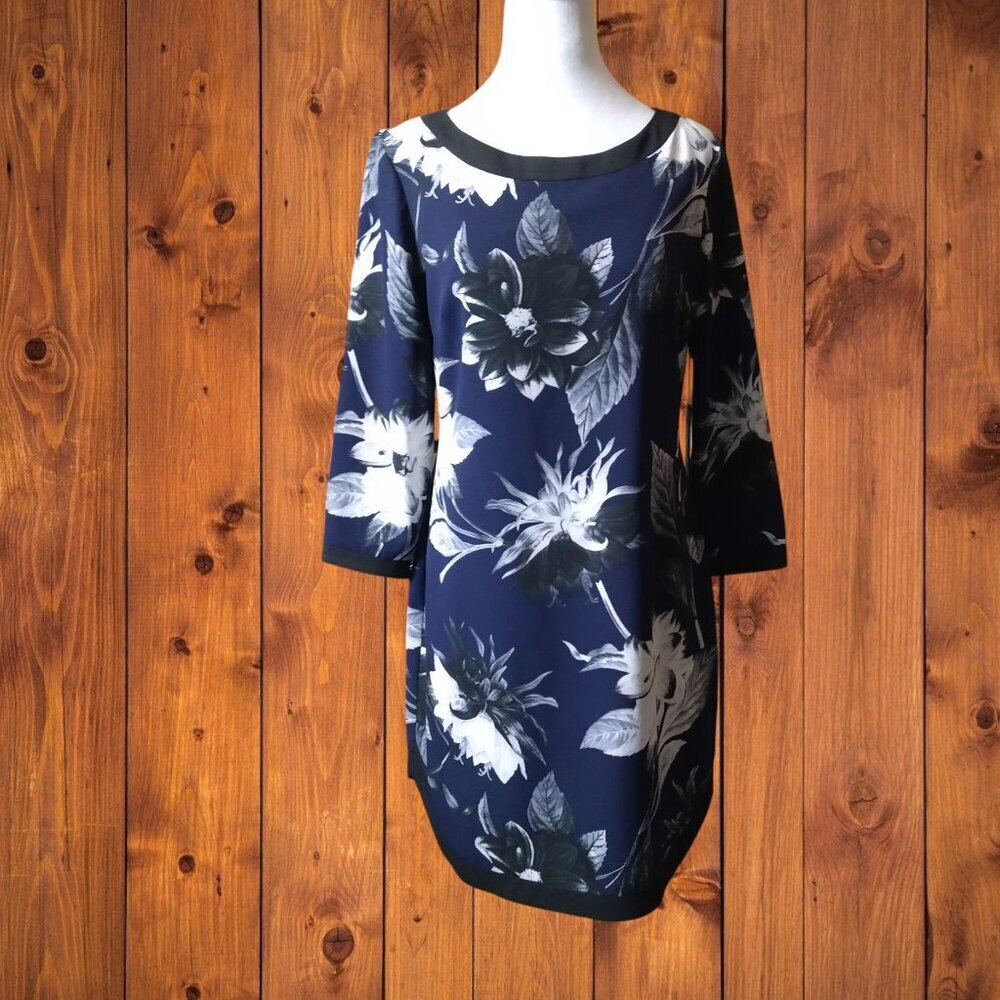 Vince Camuto Size 6 Floral 3/4 Sleeve Fully Lined Zip Back Dress NEW Office